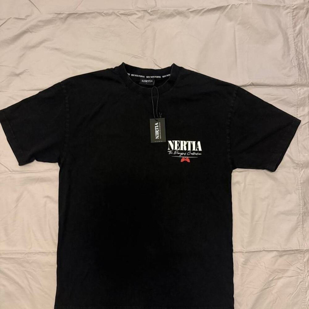 Nertia black graphic tee t shirt